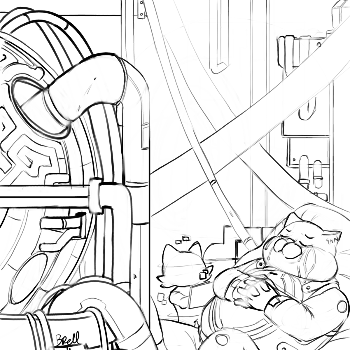 BrellSerilis's tweet photo. 如羿諮詢室 | 如羿相談スペース | Ruyi's Consoltation Space
先草稿,算盤的主機好難畫,機械剛好不是我的舒適圈(哪邊是),但有想到只要稍微移動就可以看到側面,所以之後再補 XD
#sketch #如羿 #夸伏 #kuafu #ruyi #NineSols #九日 #fanart #ファンアート #doodle #illustration #こほ #じょげい https://t.co/LipwC707SH