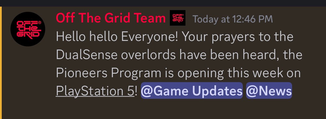 'Stache (@cryptostache) on Twitter photo ๐จ HUGE NEWS!
Off The Grid is opening up to PlayStation 5 console players THIS weekend!!!
They also added a Friday playtest time too!
The community asked for this & the team listened and delivered. 
I love #OffTheGrid #OTG ๐จ HUGE NEWS!
Off The Grid is opening up to PlayStation 5 console players THIS weekend!!!
They also added a Friday playtest time too!
The community asked for this & the team listened and delivered. 
I love #OffTheGrid #OTG