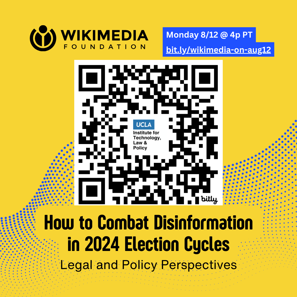 UCLA Institute for Technology, Law & Policy (@uclatech) on Twitter photo Hear from <a href="/m_karanicolas/">Michael Karanicolas</a>, <a href="/rickhasen/">Rick Hasen</a>, <a href="/davidnemer/">David Nemer</a> & others on the impacts of #disinformation via #socialmedia in global #elections + potential policy reform and techniques to combat it — next Monday with <a href="/Wikimedia/">Wikimedia Foundation</a>! Register: bit.ly/wikimedia-on-a… Hear from <a href="/m_karanicolas/">Michael Karanicolas</a>, <a href="/rickhasen/">Rick Hasen</a>, <a href="/davidnemer/">David Nemer</a> & others on the impacts of #disinformation via #socialmedia in global #elections + potential policy reform and techniques to combat it — next Monday with <a href="/Wikimedia/">Wikimedia Foundation</a>! Register: bit.ly/wikimedia-on-a…