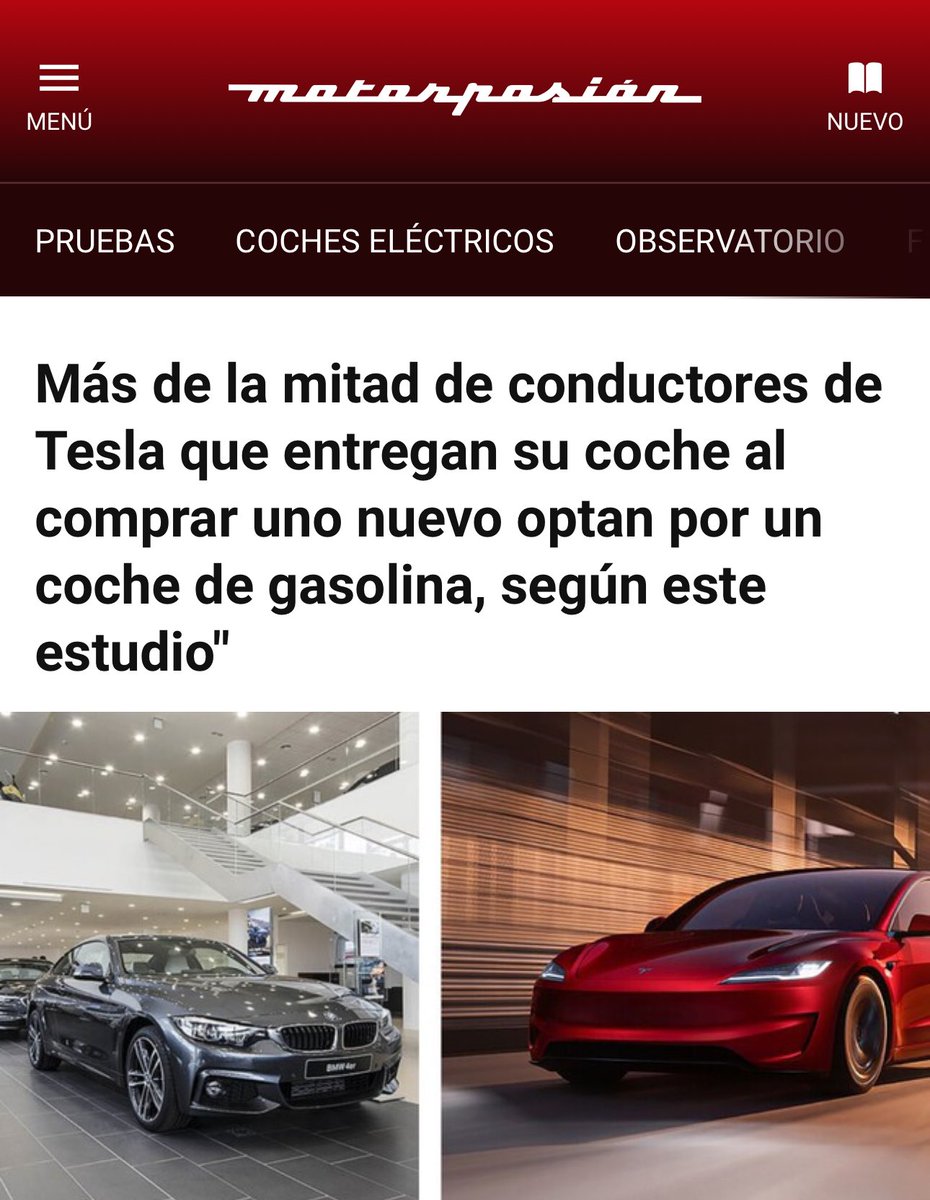 Si veis artículos en la prensa como los de <a href="/autopista/">Donovan Ajax</a> o <a href="/motorpasion/">Motorpasión</a> diciendo que los propietarios abandonan Tesla para comprar coches de combustión, tenéis que saber que estáis ante el #ClickBaitDeLaSemana.

Lo explico a continuación:

Su fuente es un artículo de la agencia