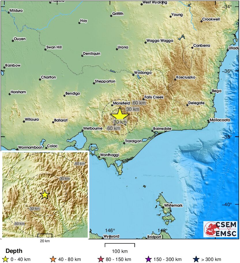 #Earthquake confirmed by seismic data.⚠Preliminary info: M4.4 || 30 km S of Mount Buller (#Australia) || 4 min ago (local time 03:48:43). Follow the thread for the updates👇