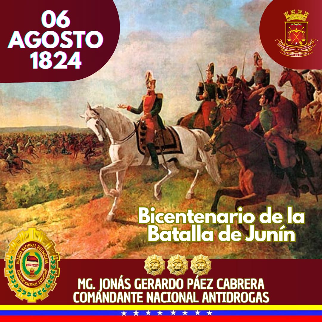 Tal día como hoy en 1824 se desarrolló la Batalla de Junín en la pampa de Junín o también llamada la Meseta de Bombón, situada en el centro del Perú en el actual departamento de Junín situado a 4000 msnm, 
#ChaoWhatsApp #FANB