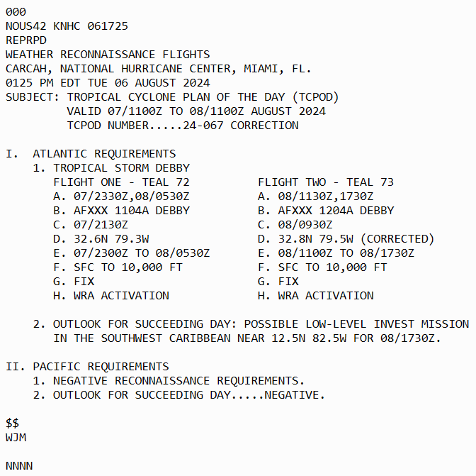 LimWeather's tweet photo. 7-8 AUG #Recon plan
USAF Flights TEAL 72 and 73 will head to #debby from #Keesler AFB,#Biloxi,#Mississippi!
#Wxtwitter #Tropicswx #Wxx #tropicalstormdebby #Tropicalstorm #mswx #gawx #Scwx #Ncwx #HurricaneSeason #HurricaneSeason2024 #HurricaneHunters https://t.co/omFCWUNn6s