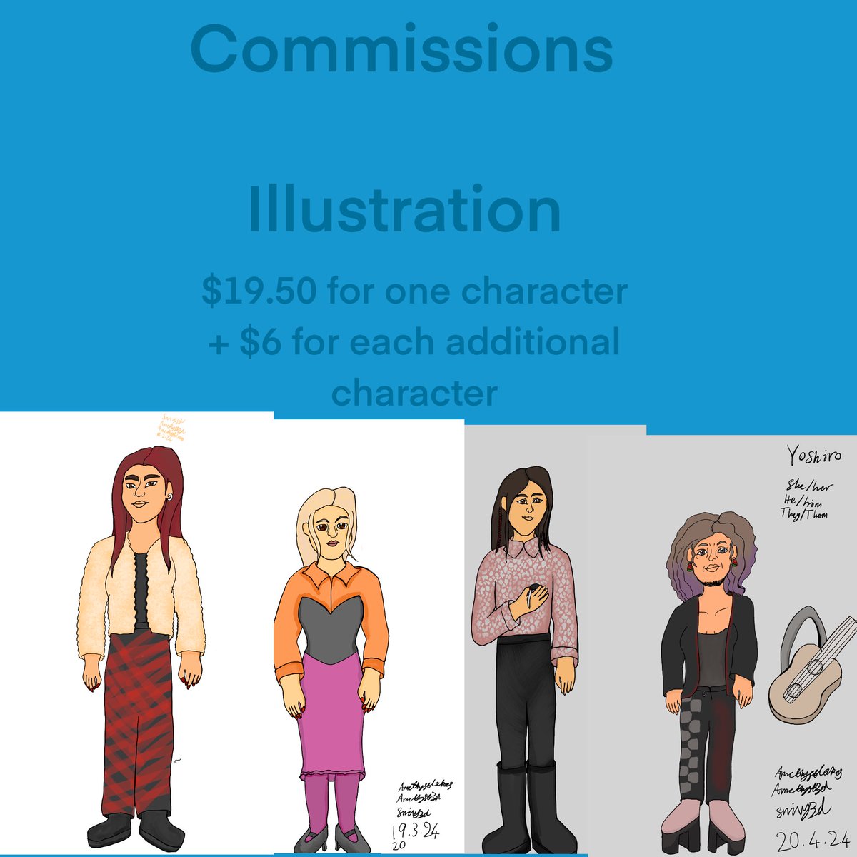 AmethystLakes's tweet photo. I opened commissions. This is my first time doing commissions, if I mess up or do something wrong, please let me know. There will be 6 slots available, 2 for each type of commission. If you're interested, then DM me so we can discuss details.

https://t.co/eJzUfT8bxO https://t.co/CWbrHUzL0T