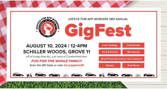 DrivingGuildIL's tweet photo. Join us for Justice for App Workers’ third annual GigFest this Saturday August 10th! The Independent Drivers Guild is proud to be part of JFAW the coalition that fights for rideshare and delivery workers every day.
Celebrate with us! Bring your family and friends for a day of fun https://t.co/zkTvciP6fR