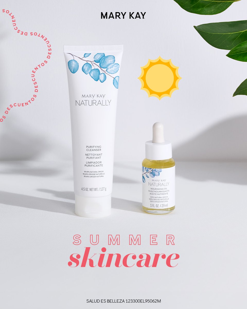 Consigue el summer glow con el Limpiador Purificante y Aceite Nutriente Mary Kay Naturally®.​

¿Con qué otro producto complementas tu rutina? Descubre más productos participantes en el link de la biografía.​

#MaryKayDeMéxico