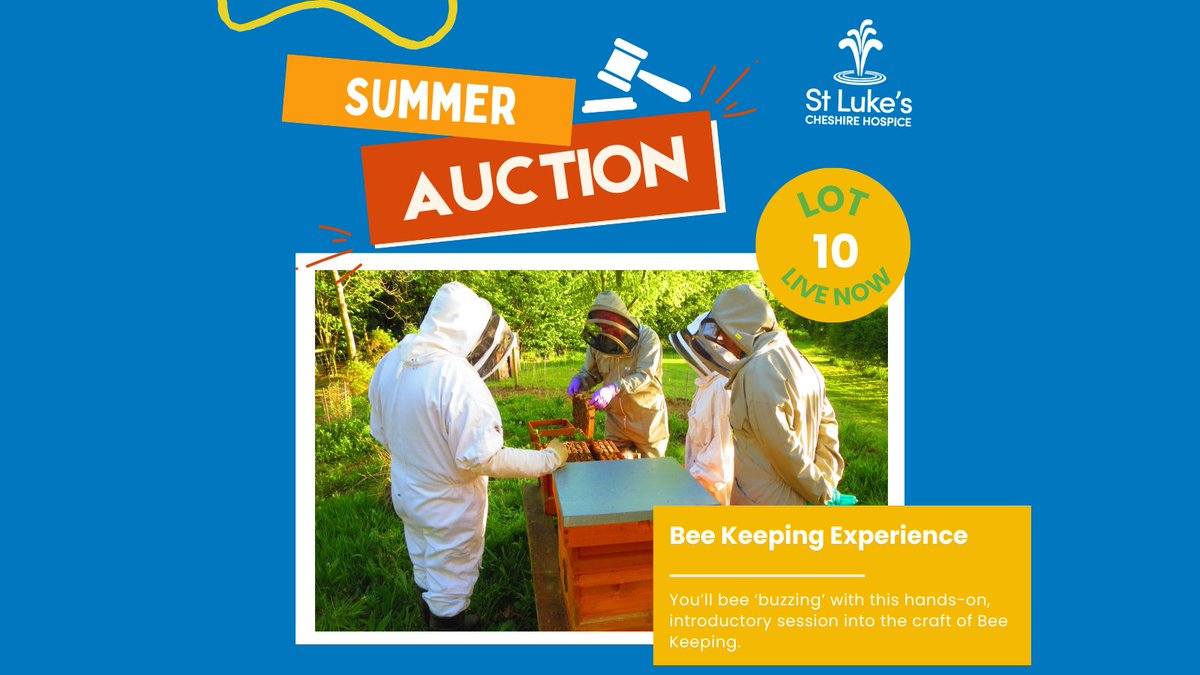 Lot no.10 in our Summer Auction is a unique hands-on, introductory session to the craft of Bee Keeping!

This prize was kindly donated by <a href="/MidCheshBKA/">Mid Cheshire Beekeepers Association</a> who have generously given us TWO prizes, so the top TWO bidders will both win!

jumblebee.co.uk/summer2024