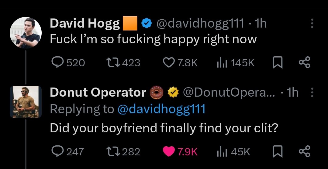 <a href="/DonutOperator/">Donut Operator 🍩</a> <a href="/davidhogg111/">David Hogg 🟧</a> And there it is... Ratio unlocked... 😂