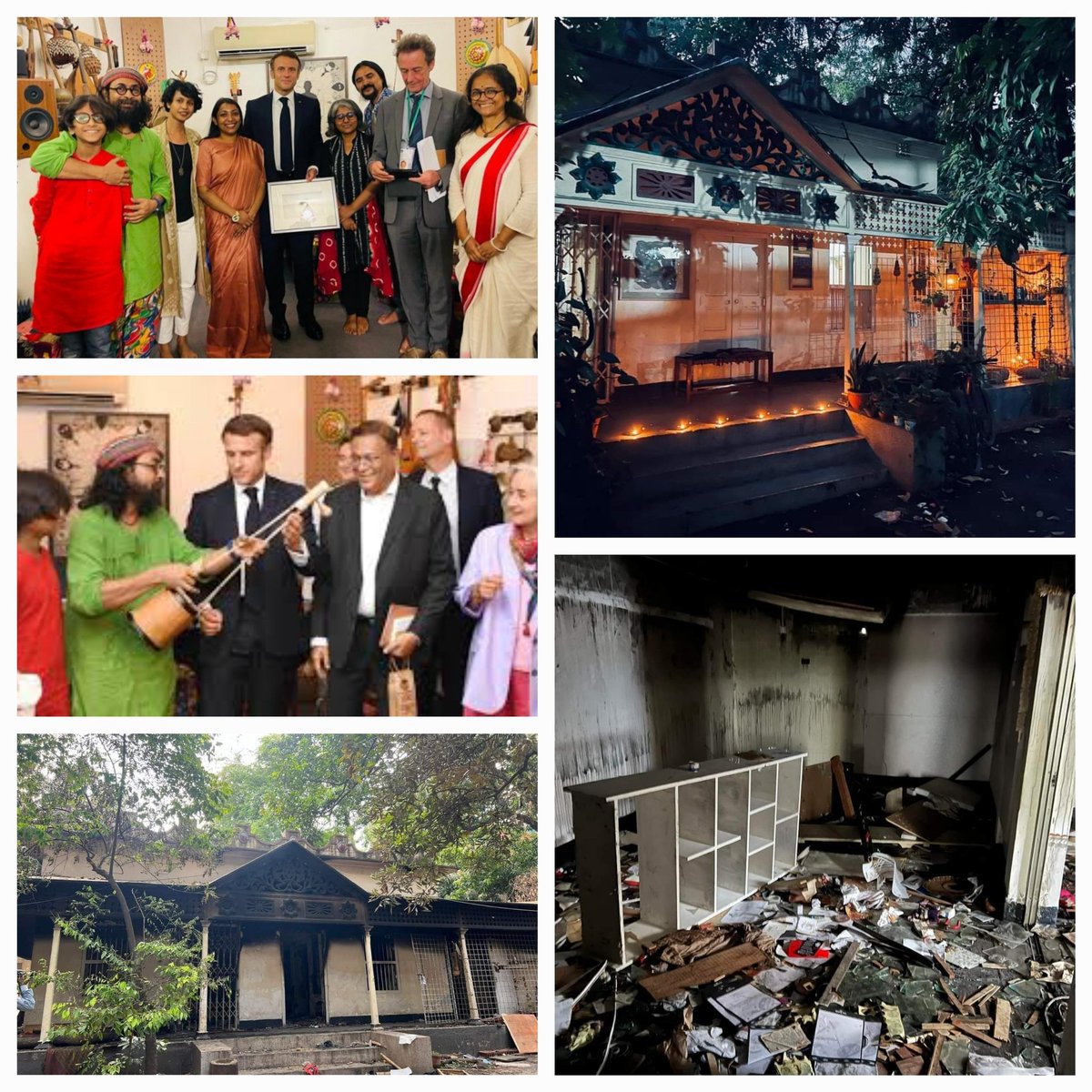 Popular Bangladeshi singer Rahulanondo's house was looted and burnt down during ongoing violence against minority hindu communities. Post-Hasina regime, the terrorist activities of Jamat-E-Islam &amp; Islami Shibir continues...
<a href="/PresEmanuel/">Emanuel Macron Président de la République (Parodi)</a>
#SaveBangladesiHindus