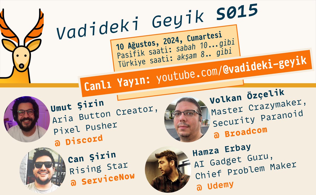 Bu cumartesi nişan, düğün, kına, vb. planınız olmasın.

Vadide neler oluyor neler.
Hepsini konuşacağız 🦌⚡️.