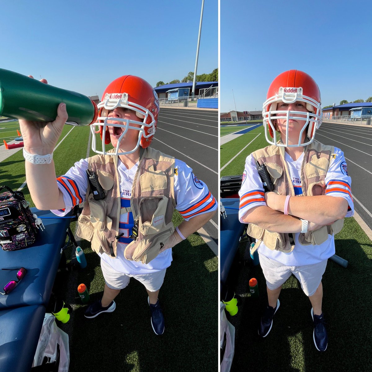Days 1 and 2 are officially in the books… we rocked ‘Merica Monday ❤️🇺🇸💙 and nailed Adam Sandler Day 🏈💧🤩 #Waterboy Now that’s some high quality H2O…