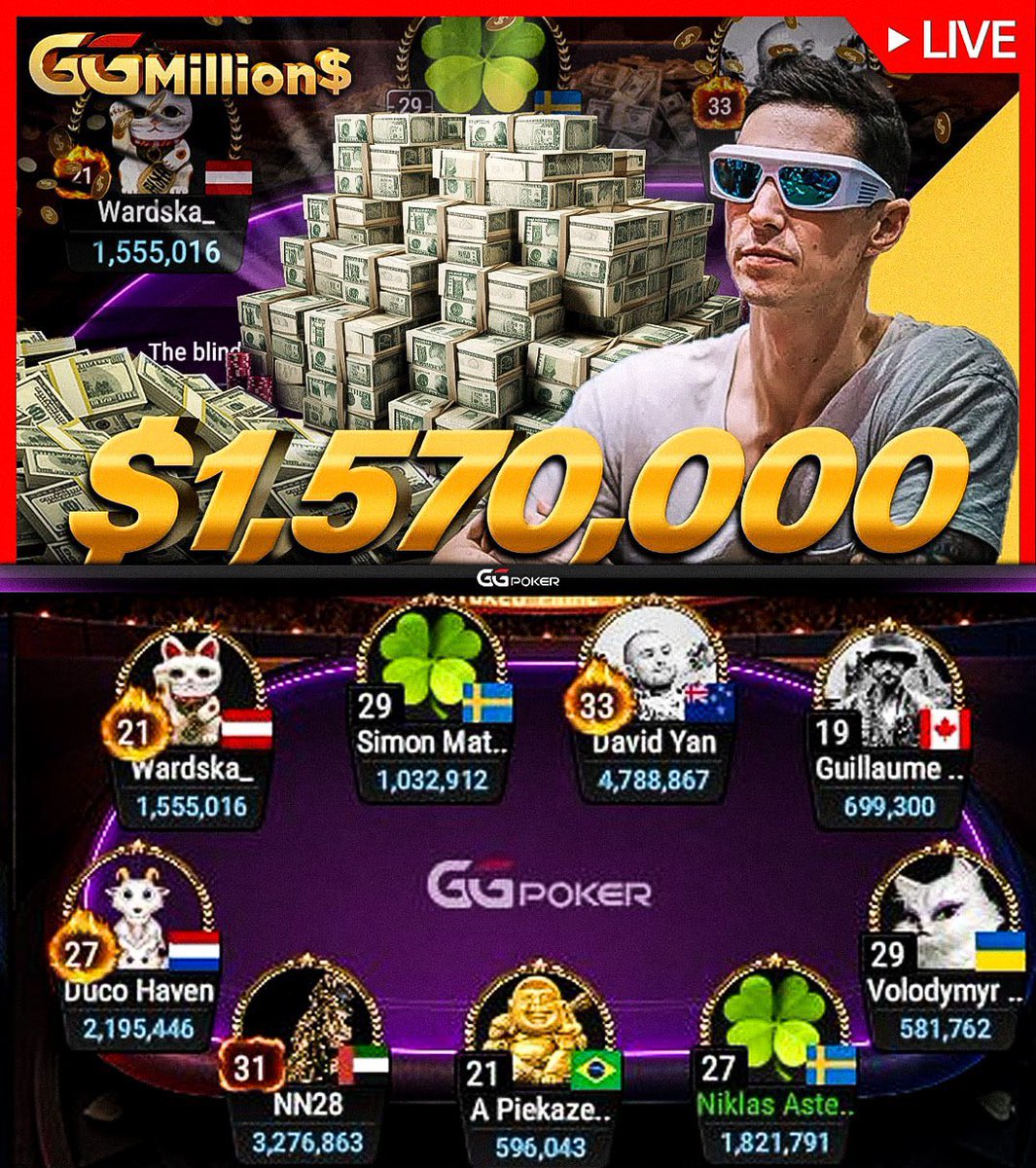 Giving away $50 <a href="/GGPoker/">GGPoker</a> ticket; Follow, Like, RT &amp; tag a friend to enter! 

$1,570,000 Super High Roller FINAL TABLE w/ Misha Grigorev , LIVE NOW! Watch on ggpoker.tv