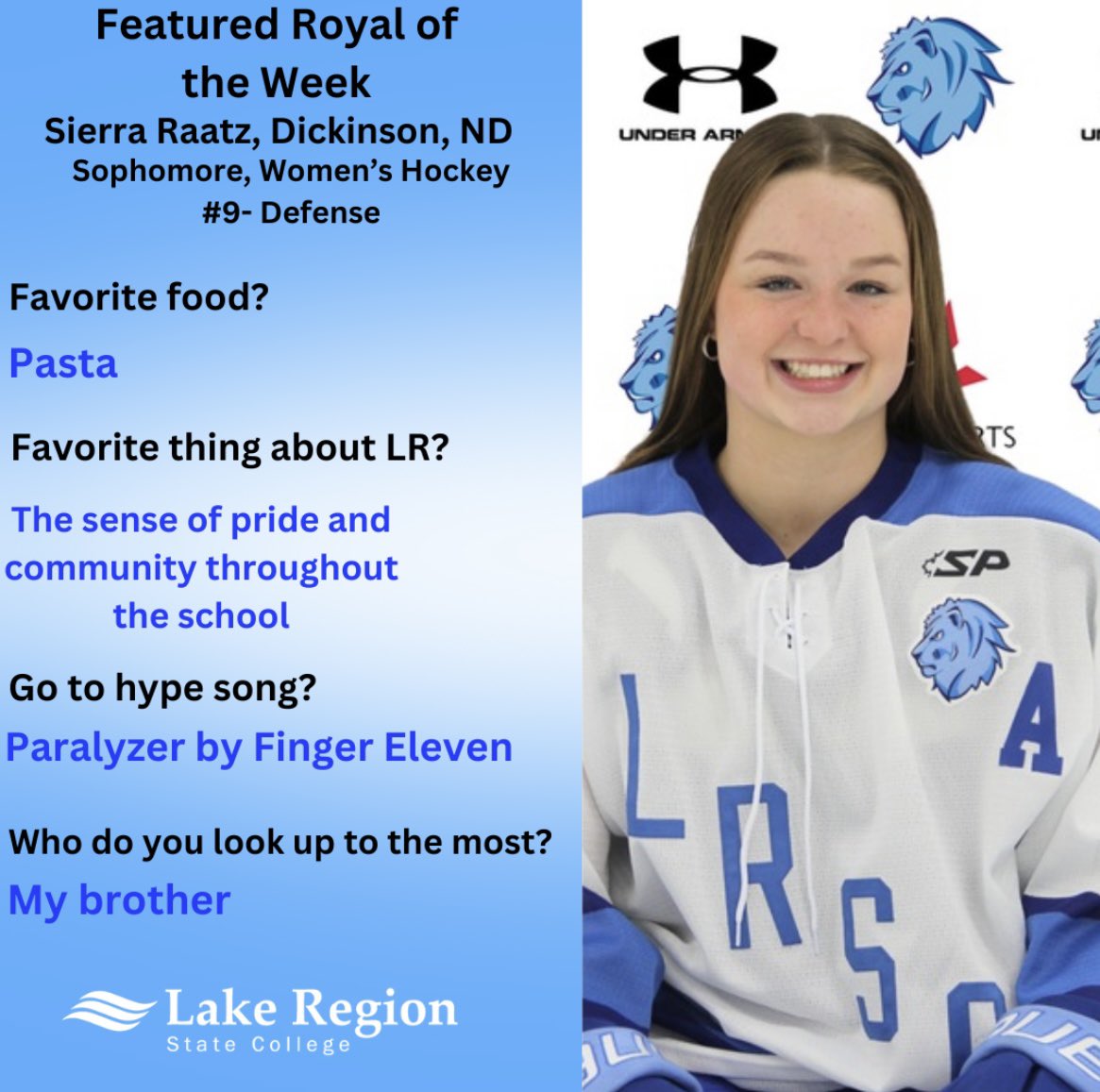 LRSCWHky's tweet image. This weeks spotlight is Sierra Raatz!!🦁‼️