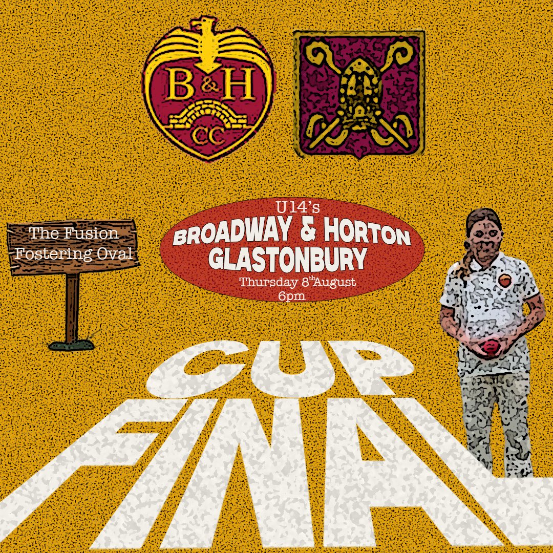 Broadway and Horton Cricket Club (@bandhcricket) on Twitter photo U14s in Cup final action Thursday evening.
The team play in the MWL U14 plate vs <a href="/GlastonburyCC/">glastonburycc</a>.
Good luck team!
โฐ6m start
๐Broadway and Horton CC U14s in Cup final action Thursday evening.
The team play in the MWL U14 plate vs <a href="/GlastonburyCC/">glastonburycc</a>.
Good luck team!
โฐ6m start
๐Broadway and Horton CC