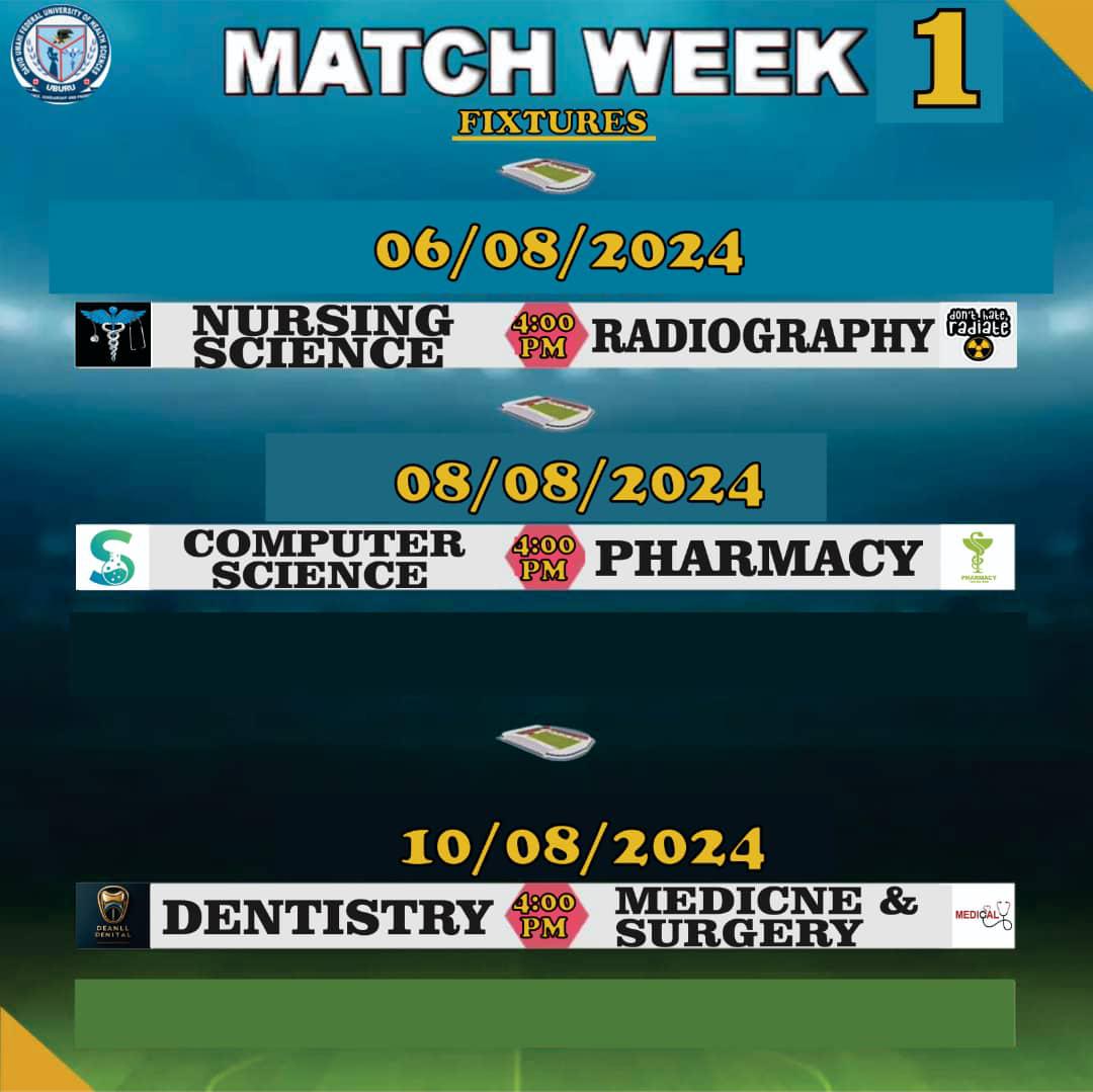 pablo_of_dufuhs's tweet photo. 100 LEVEL DUFUHS DEPARTMENTAL LEAGUE (1-LEDDAL): MATCH WEEK 1 FIXTURES
.
.
.
.
#Dufuhs #Bangledesh #Paris2024 #Alvarez  #EndBadGovernaceInNigerianow https://t.co/2RFBEPEUjr