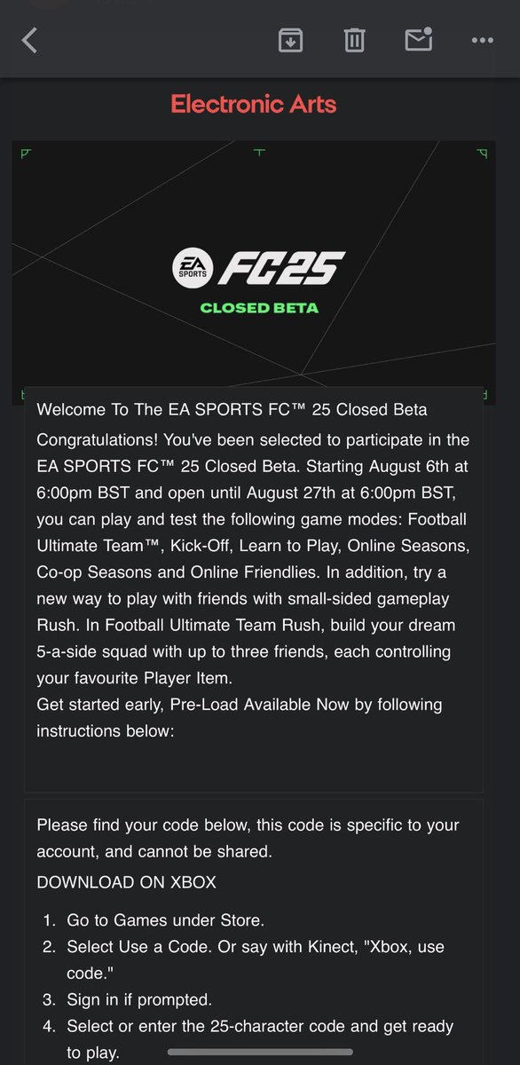 Fifanatico67's tweet photo. Anyone got a code for FC 25 beta for PS5? I got one for Xbox but don’t have an Xbox https://t.co/A2mxvJXrdL