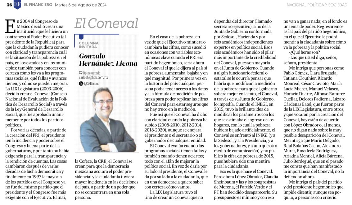 1 El presidente quiere desaparecer <a href="/coneval/">CONEVAL</a>. Sheinbaum también. Miembros y simpatizantes de Morena aprobaron su creación en 2004. Miembros del futuro gabinete lo han apoyado en el pasado. ¿Dirán algo? ¿Van a avalar todo lo q dice amlo, aunque sea un error?
