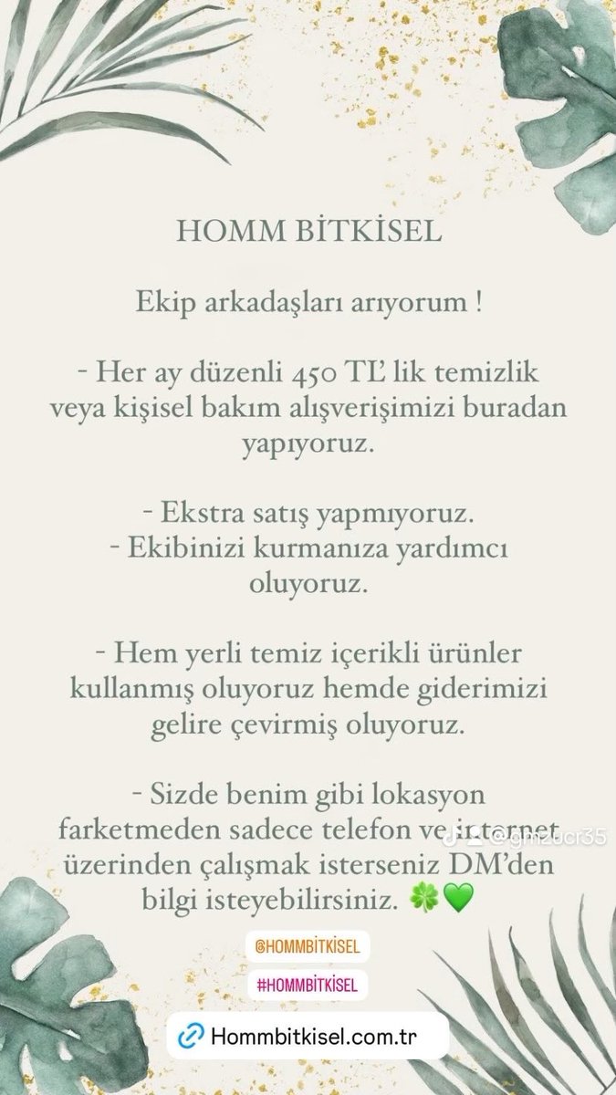HERKES YAPABİLİYORSA, SENDE YAPABİLİRSİN. DURMA HAREKETE GEÇ 💎
DETAYLI BİLGİ İÇİN DM 💬
#homm #hommbitkisel #hommbitkiselürünleri #hommbitkiseltürkiye #bitkisel