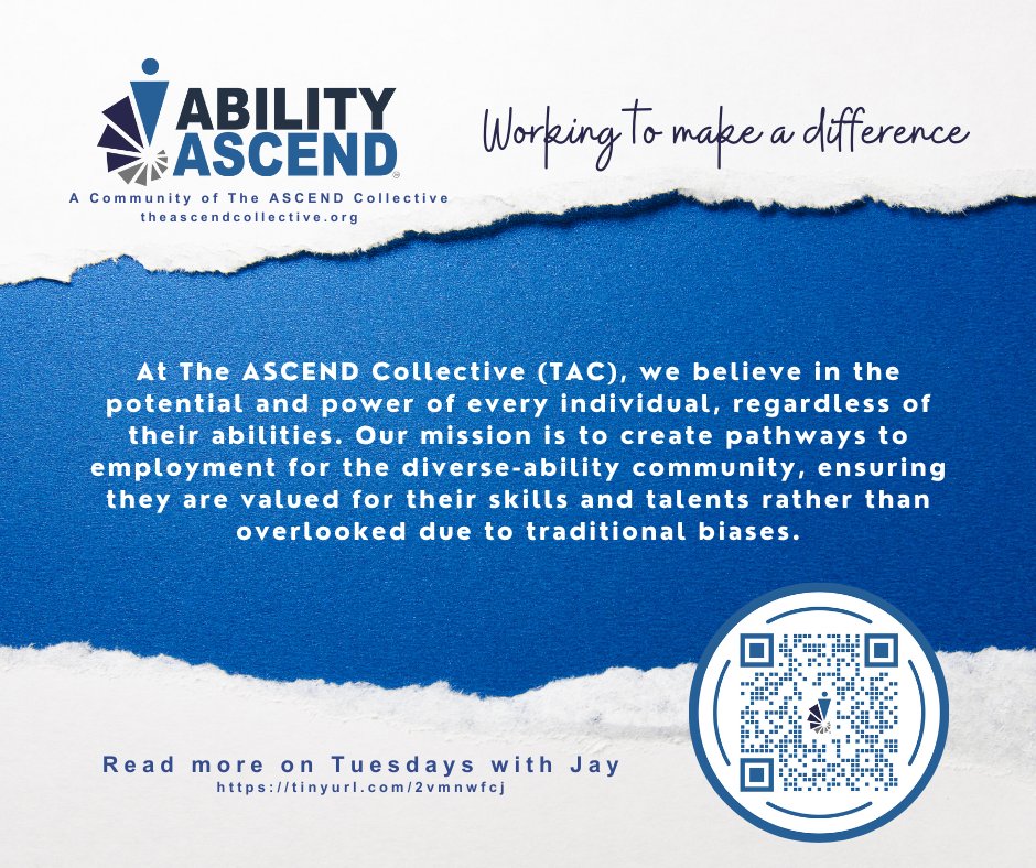 VeteransASCEND's tweet image. Ability ASCEND was created to support our diversely abled community members thrive in viable careers. Read more about it on Tuesdays with Jay.

#DiverseAbility #Abled #Innovation
linkedin.com/pulse/tuesdays…