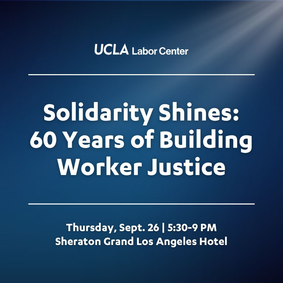 SAVE THE DATE! 💎

The UCLA Labor Center is celebrating our 60th anniversary on September 26, 2024 at the Sheraton Grand Los Angeles Hotel. 

Purchase your ticket at: buff.ly/3yv1XyU