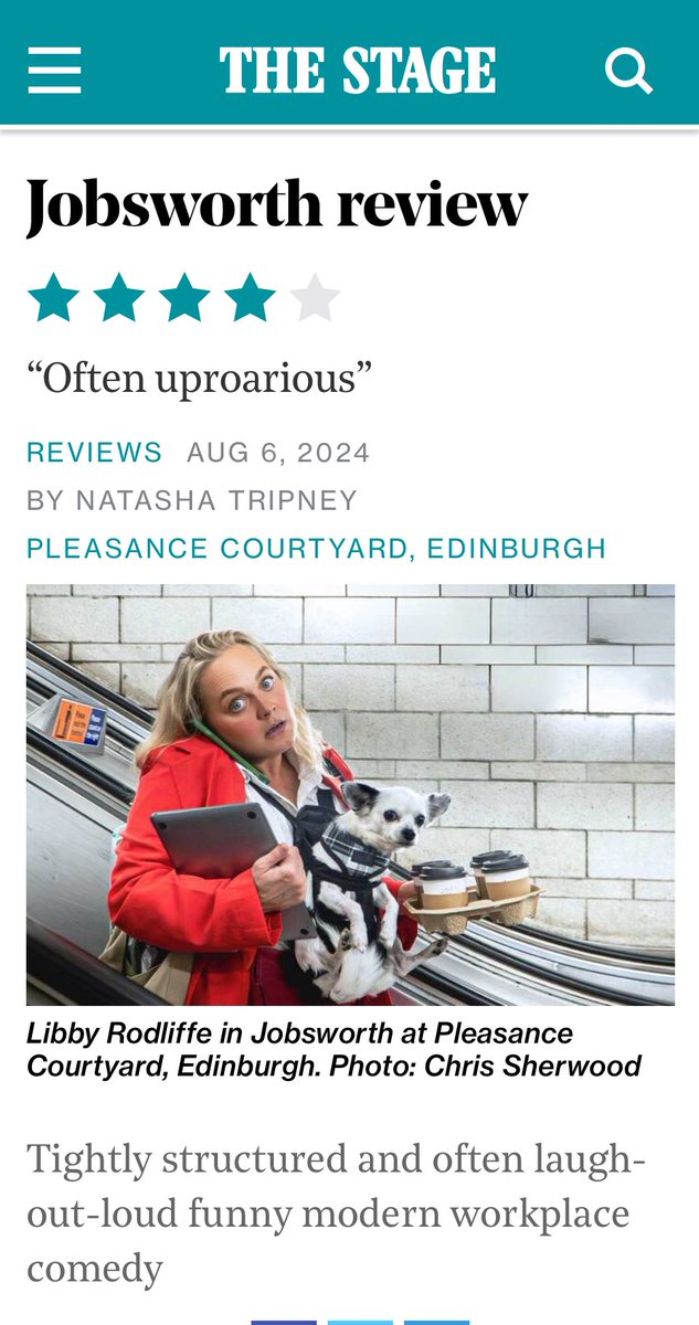 Nicky Allpress (@smallpressnix) on Twitter photo ⭐️ ⭐️ ⭐️ ⭐️ four stars in the stage for our JOBSWORTH <a href="/edfringe/">Edinburgh Festival Fringe</a> - come see <a href="/LibbyRodliffe/">Libby Rodliffe</a> in her rocket fuelled performance co written with <a href="/IsleyLynn/">Isley TRANS SOLIDARITY Lynn</a> UPSTAIRS <a href="/pleasance/">dinah</a> Courtyard 1.45pm daily ⭐️ ⭐️ ⭐️ ⭐️ four stars in the stage for our JOBSWORTH <a href="/edfringe/">Edinburgh Festival Fringe</a> - come see <a href="/LibbyRodliffe/">Libby Rodliffe</a> in her rocket fuelled performance co written with <a href="/IsleyLynn/">Isley TRANS SOLIDARITY Lynn</a> UPSTAIRS <a href="/pleasance/">dinah</a> Courtyard 1.45pm daily