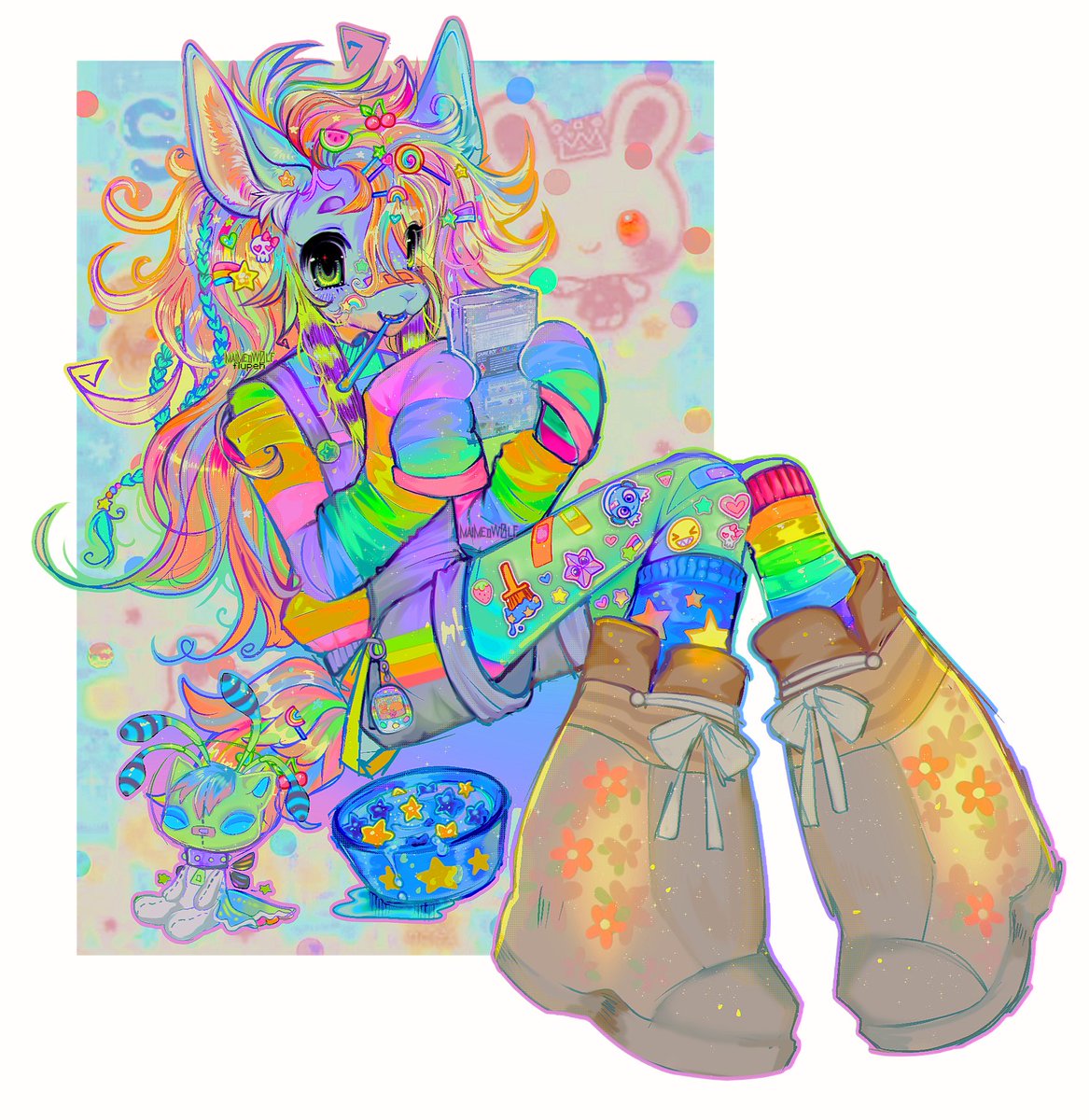 🌙🌈💫🧵🎮🕹️🌈💫🌙💫🌈
Artfight for <a href="/dcassom/">dcas ✨ COMMISSIONS OPEN</a> of their pastel kyrii !! #neopets