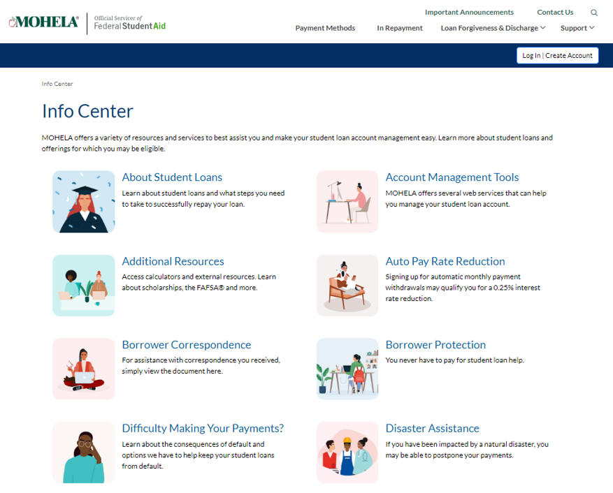 We understand that the federal student loan repayment process can be stressful. MOHELA helps borrowers navigate their repayment journey by handling billing, processing requests for new repayment plans and deferments, and more.

Find resources and info at mohela.studentaid.gov/DL/resourceCen…
