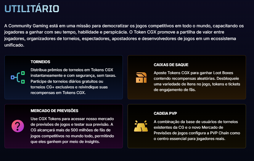 val_web3's tweet photo. Pra galera que ama competição a @CommunityGaming é uma ótima plataforma para achar Torneios tanto de jogos web 2 como web 3 e com recompensas em $. 💰

Eles estão com o Summer Points Program que é um sistema de missões diárias que você faz para ganhar pontos. Esses pontos vocês vão conseguir trocar mais adiante por recompensas como CGX tokens. 😉

Para começar é bem simples, só seguir esses passos:

1⃣ Crie a sua conta, vincule suas redes sociais e convide seus amigos: https://t.co/MOyTNNsd0p
2⃣ Gire a roleta: você pode ganhar at�� 100k pontos girando a roleta diariamente
3⃣ A cada 100k pontos você consegue abrir uma Loot Box que pode vir diversas recompensas.
4⃣Logue diariamente no site para ganhar pontuação por entrar 7 dias seguidos
5⃣Complete as missões do site: missões sociais, previsão de jogos e quiz.

 Além disso, eles estão para lançar o token CGX que vai ter diversas utilidades como:

🔶Premiações de torneios em CGX
🔶Apostar tokens CGX para ganhar Caixas de Loot
🔶 Use tokens para testar previsões de jogo e muito mais.

Lets go fam @socialsrising