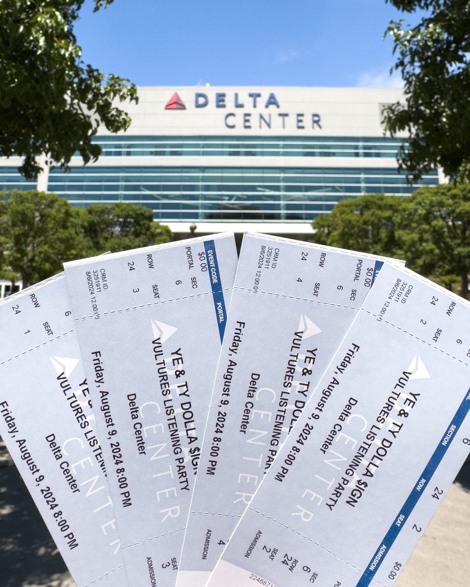 deltacenter's tweet image. GIVEAWAY: Win four lower bowl tickets to the Ye &amp;amp; @tydollasign Vultures Listening Experience at #DeltaCenter on Aug. 9!

To enter:
1️⃣Follow @deltacenter
2️⃣RT
3️⃣Tag a friend

*The winner will be DM'd on 8/8.