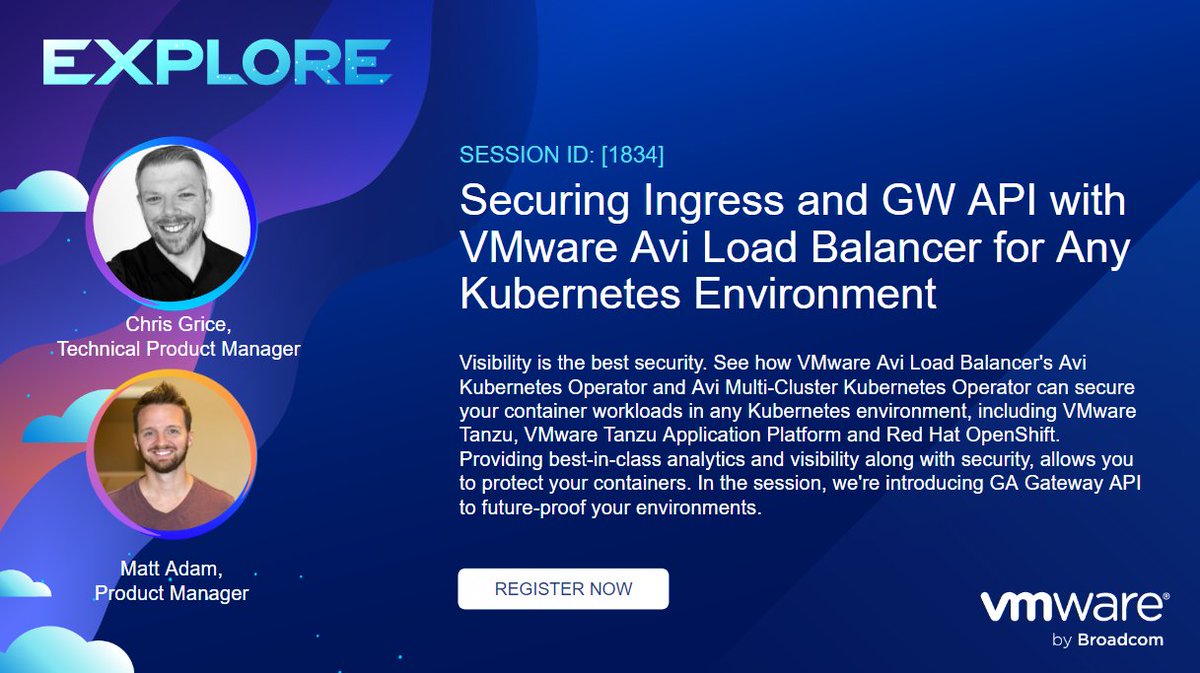 AviNetworks's tweet image. Learn how VMware Avi Load Balancer secures your Kubernetes workloads with advanced analytics and visibility with @VMwareExplore 2024&apos;s, Securing Ingress and GW API with Avi LB for any Kubernetes Environment [1834]. 

brcm.tech/46BRoXf
#VMwareExplore #AviLoadBalancer