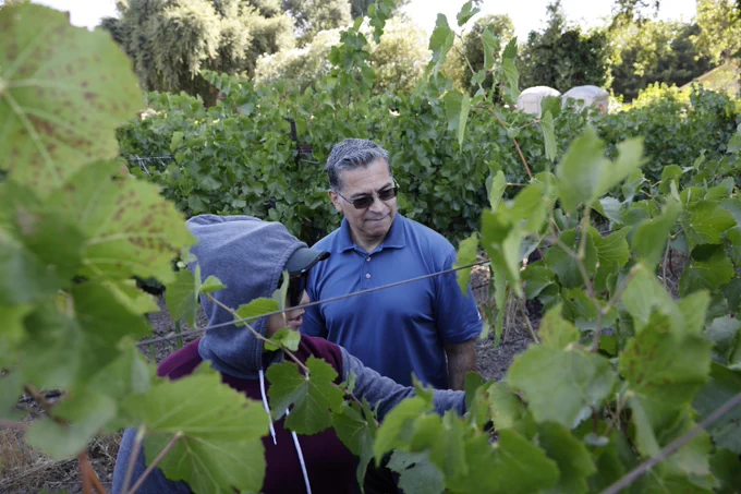 Secretary Becerra observing farmers