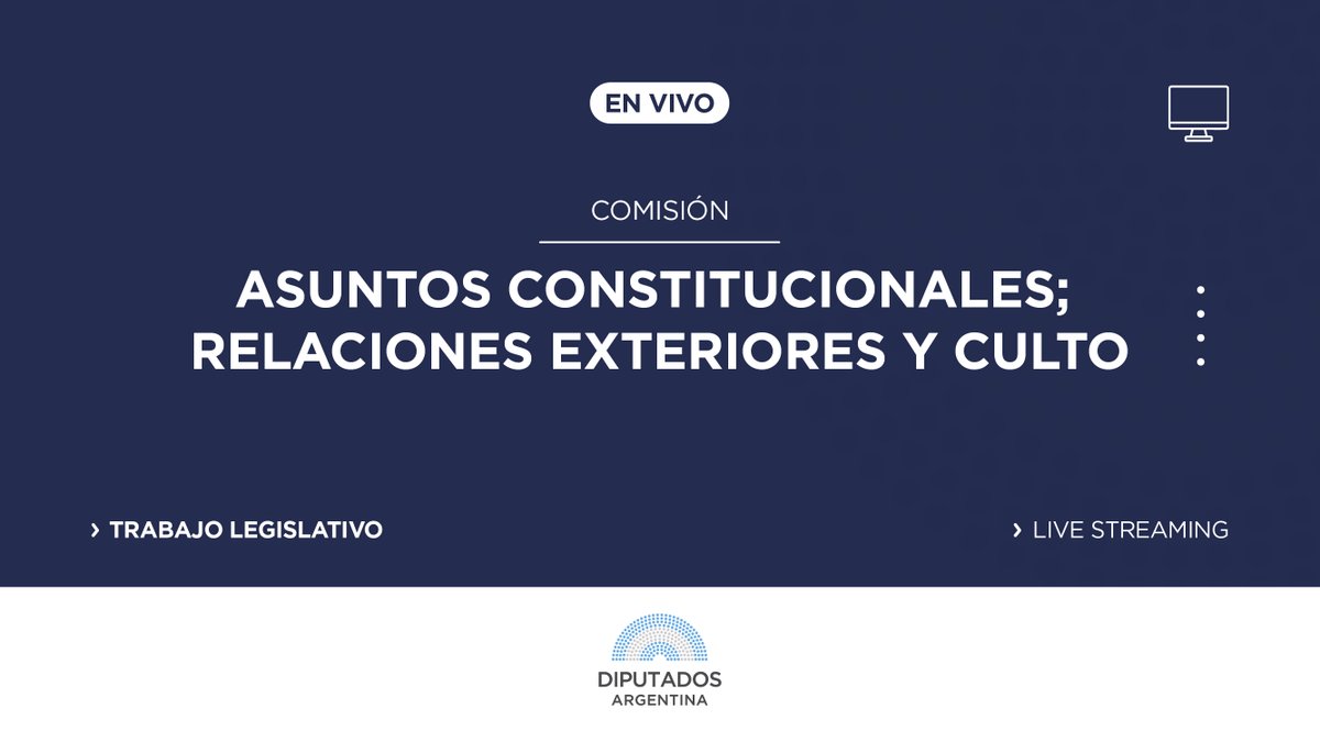 🗓️| COMISIONES: ASUNTOS CONSTITUCIONALES; RELACIONES EXTERIORES Y CULTO

#Ahora: se tratarán modificaciones sobre el voto y derechos electorales de ciudadanos argentinos en el exterior.
Seguí la transmisión en vivo:
👉 bit.ly/Conj6A

#LibertadYDemocracia