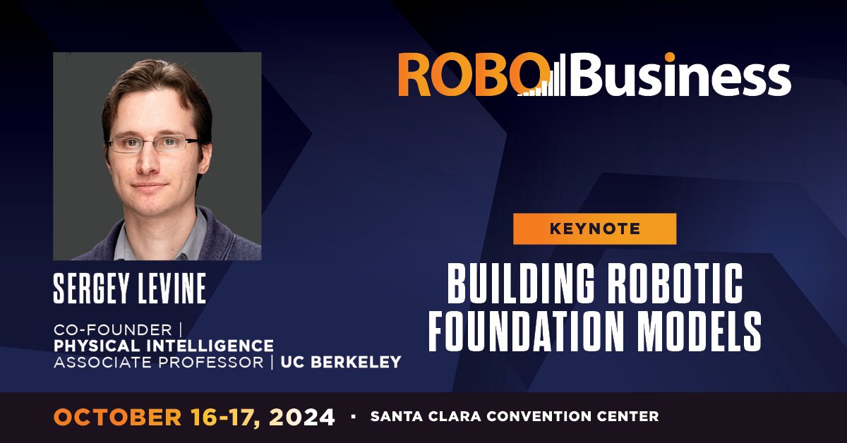 RoboBusiness (@robo_business) on Twitter photo 📢 Keynote Speaker: Sergey Levine, Assoc Prof of <a href="/UCBerkeley/">UC Berkeley</a>
Learn how foundation models for control of robotic systems can be built, gather large and diverse datasets and new and exciting robotic capabilities.
Register today and save $200 → bit.ly/3VBVvOa 📢 Keynote Speaker: Sergey Levine, Assoc Prof of <a href="/UCBerkeley/">UC Berkeley</a>
Learn how foundation models for control of robotic systems can be built, gather large and diverse datasets and new and exciting robotic capabilities.
Register today and save $200 → bit.ly/3VBVvOa