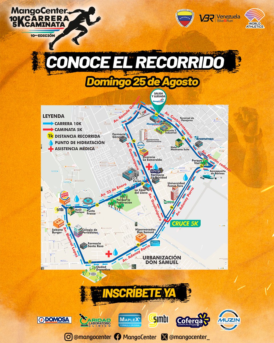 MangoCenter_'s tweet image. Conoce el recorrido de la Carrera 10K y Caminata 5K 
#MangoCenter #Barinas