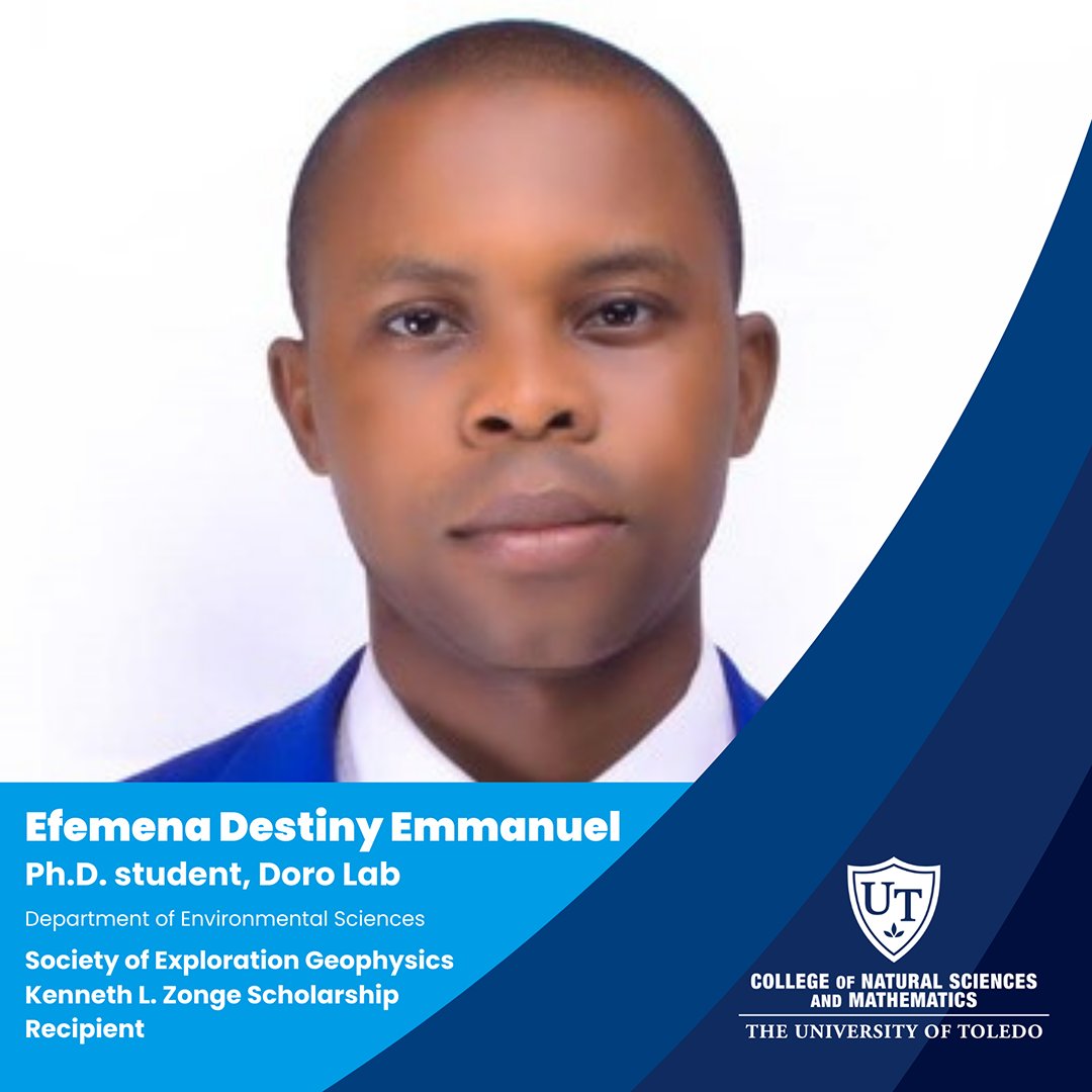 Congrats to Efemena Emmanuel, Ph.D. student in the <a href="/dorokio/">Kennedy Doro</a> Lab (MS ’22, Geology) <a href="/UToledo/">The University of Toledo</a>,  who was awarded the Kenneth L. Zonge Scholarship for the 2024-25 academic year from the <a href="/SEG_org/">SEG</a>! <a href="/UToledoAlumni/">UToledo Alumni Association</a> 
#RocketScientists #UToledoResearch #ThePowerToDo #UToledo #UToledoNSM