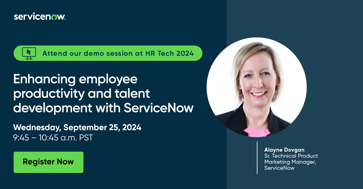 HR Tech is already in the air! Join us to see how ServiceNow's GenAI capabilities optimize workforce strategies, enhancing productivity and engagement in today’s economy. spr.ly/6011YZ0r5 - Hope to see you there! :)  #Productivity #EmployeeExperience #GenAI