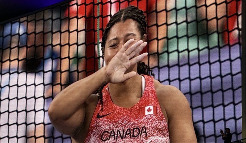 Devin_Heroux's tweet photo. Only three times have Canadian women won Olympic gold in Athletics. 

1928 high jump and the 4x100m relay.

And now 96 years later 🇨🇦 Camryn Rogers makes history with hammer throw Olympic gold. And she’s overrun with emotion. https://t.co/vhgxh1IDqr