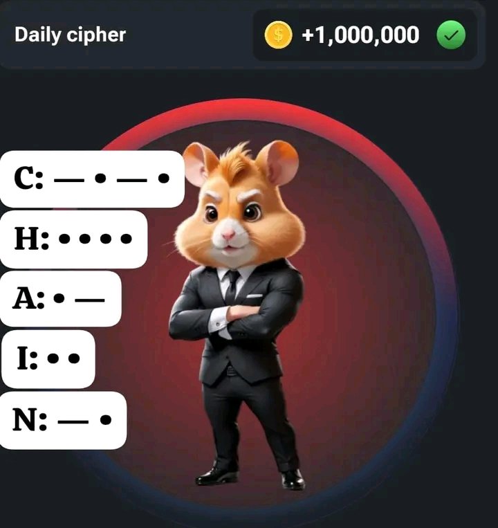 PiDNetwork's tweet photo. Hamster Daily Cipher 7 August
CHAIN
C: β β’ β β’
H: β’ β’ β’ β’
A: β’ β
I: β’ β’
N: β β’
Hamster Morse Code, Daily Morse Code, Hamster Today Cipher Code, Hamster Cipher
#Hamster #dailyciphercode #morsecode https://t.co/snRwSIbh1t