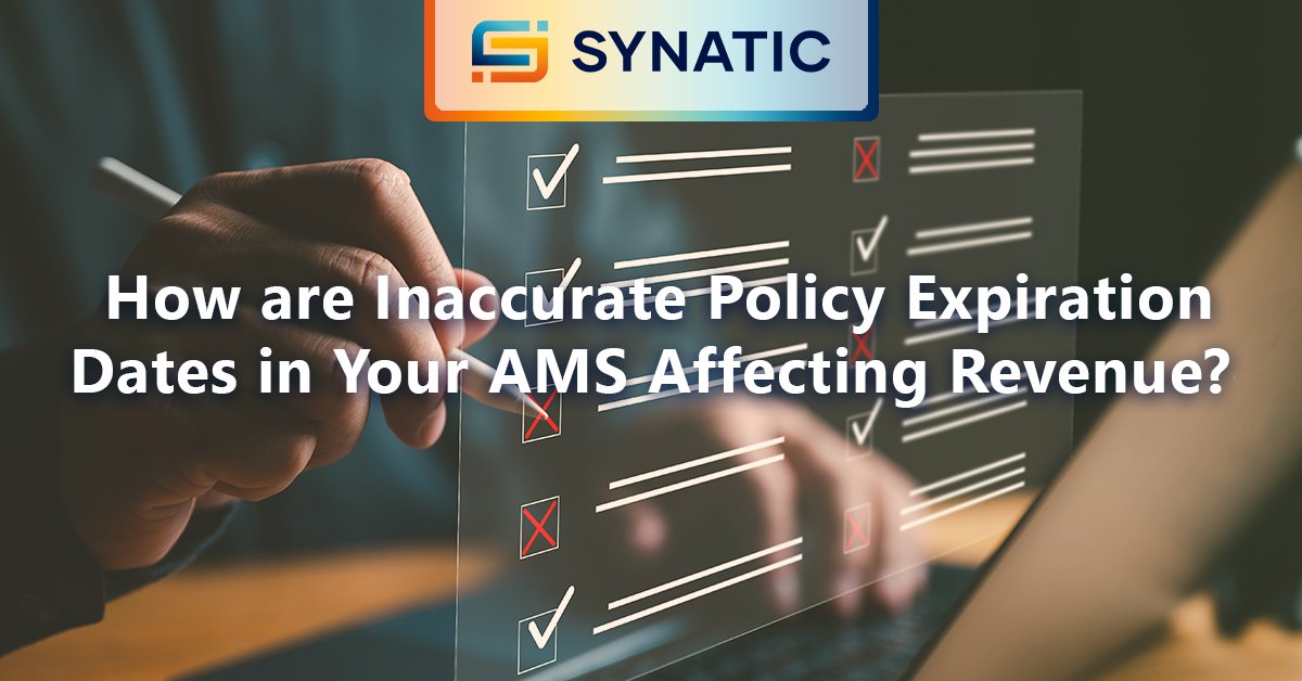 Inaccurate policy expiration dates affecting your AMS? Our latest blog dives into how to enhance accuracy, streamline operations and boost revenue by addressing inaccurate policy expiration dates in your AMS.

Learn more -> hubs.ly/Q02KjcKy0
#insurance #insurtech #data #AMS
