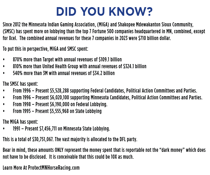 JoeyHorseshoe's tweet photo. Want to better understand why @Tim_Walz worked so hard to ban HHR in Minnesota and selected tribal members to regulate our industry. Follow the money. #walz #petty #vindicative https://t.co/3jG1RSgki6