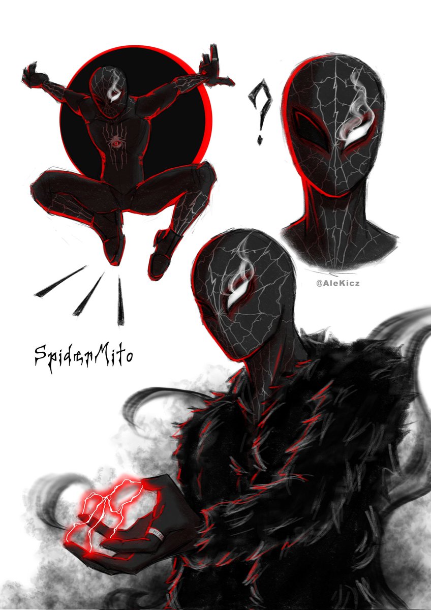 Hi Dreamers! I really like the idea that every reality has it's own Spiderman so I drew our Friendly Neighbourhood SpiderMito from The Other Side 🌑 he has the power of controlling thunderstorms 🌩 and yes, he wears boots with his costume just for the vibes
I hope yall like it 🖤