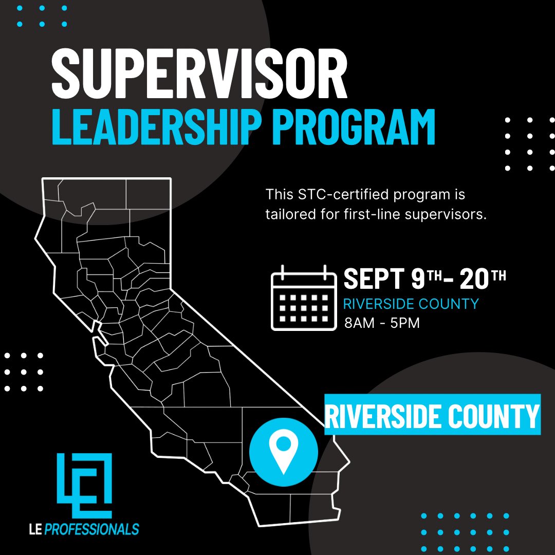 Davidjaime1984's tweet photo. It’s time to rock n’ roll…

Riverside County: 9/9/24 - 9/20/24

San Joaquin County: 10/14/24 - 10/25/24

#LEProfessionals #Leadership https://t.co/oybIgEqkx5