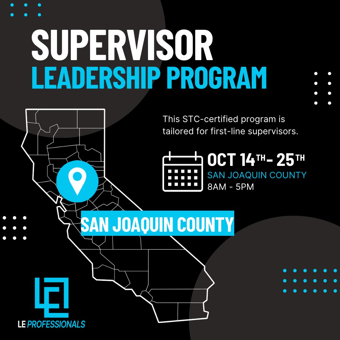 Davidjaime1984's tweet photo. It’s time to rock n’ roll…

Riverside County: 9/9/24 - 9/20/24

San Joaquin County: 10/14/24 - 10/25/24

#LEProfessionals #Leadership https://t.co/oybIgEqkx5