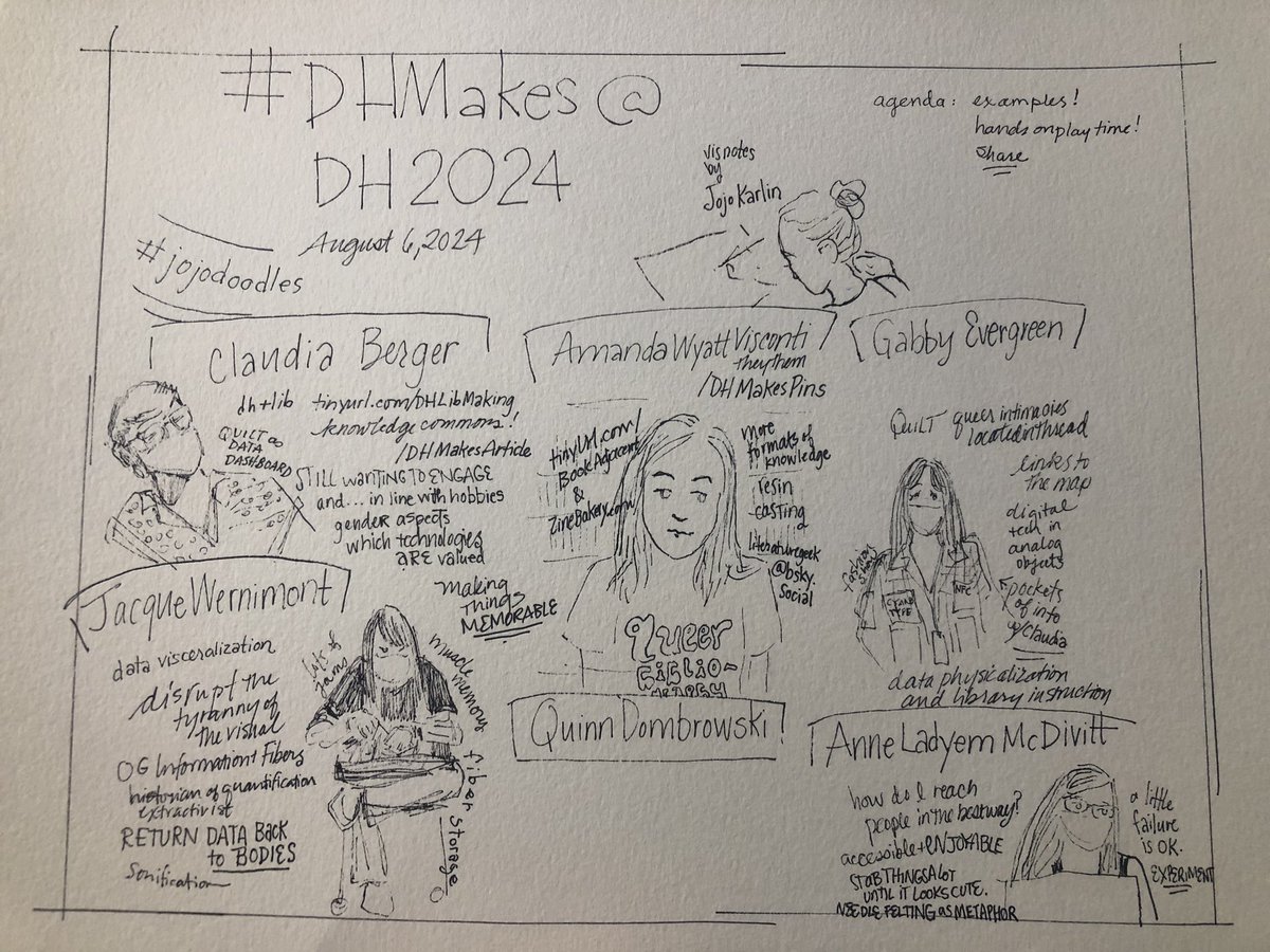 Dr. Jojo Karlin (@jojokarlin) on Twitter photo Oh do I love #DHMakes #DH2024 exciting, creative, encouraging work across all the senses. <a href="/ClaudiaEBerger/">Claudia Berger</a> <a href="/profwernimont/">Jacque Wernimont</a> <a href="/anneladyem/">Anne Ladyem McDivitt, PhD</a> <a href="/Literature_Geek/">@literaturegeek.bsky.social Amanda Visconti</a> and Gabby and Quinn. #jojodoodles Oh do I love #DHMakes #DH2024 exciting, creative, encouraging work across all the senses. <a href="/ClaudiaEBerger/">Claudia Berger</a> <a href="/profwernimont/">Jacque Wernimont</a> <a href="/anneladyem/">Anne Ladyem McDivitt, PhD</a> <a href="/Literature_Geek/">@literaturegeek.bsky.social Amanda Visconti</a> and Gabby and Quinn. #jojodoodles