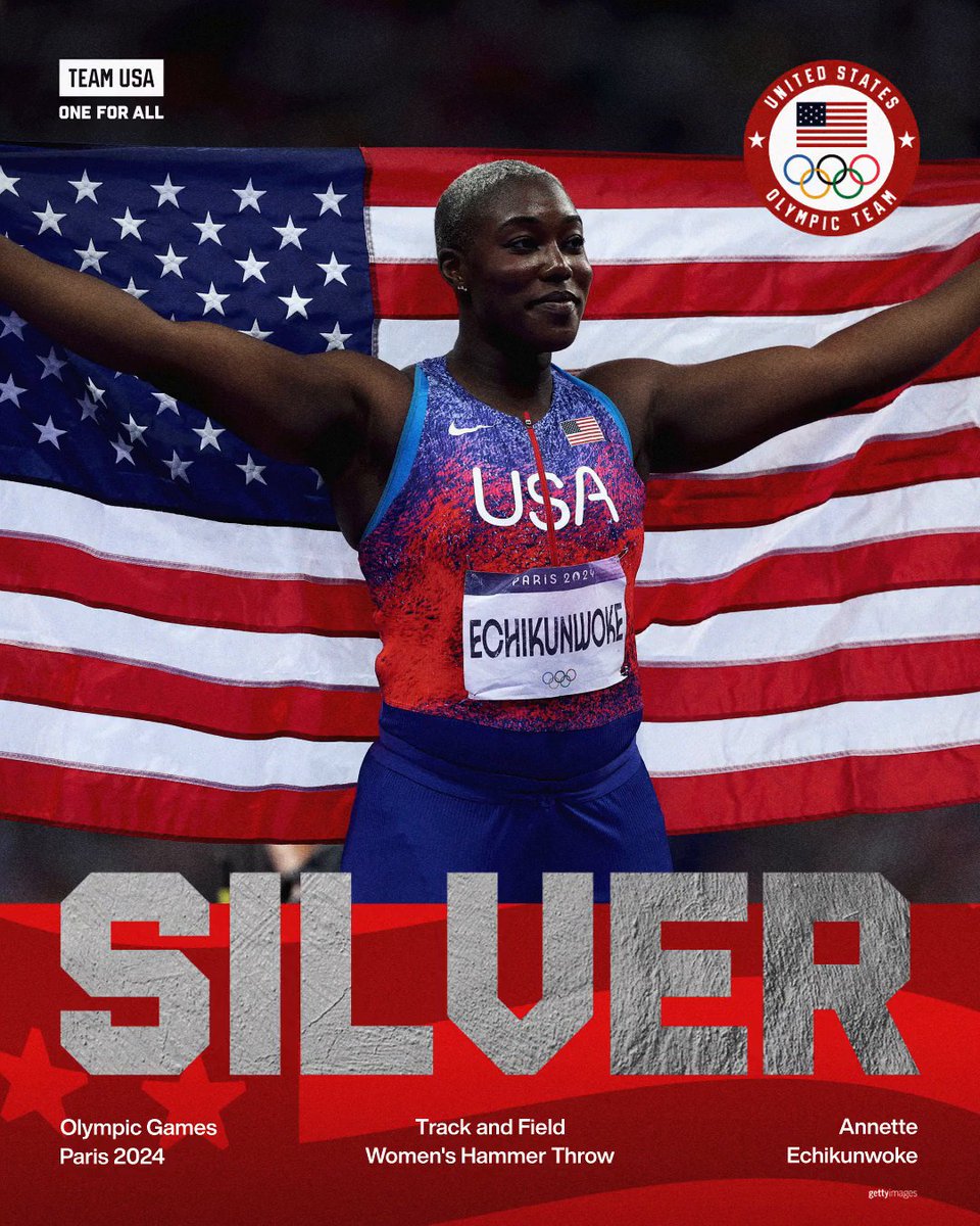 MAKING HISTORY 🤩

Annette Echikunwoke is the first American woman to win an Olympic medal in the hammer throw!

#ParisOlympics