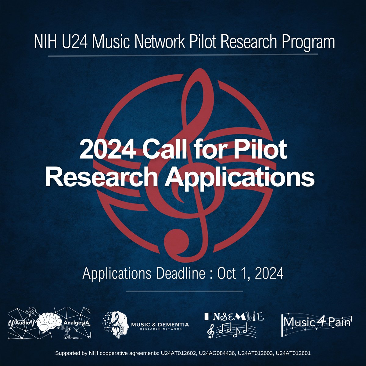 Applications now open for the NIH U24 Music Network Pilot Research Program, which will support 1-year pilot studies on mechanisms through which music may have a positive impact on health in the context of pain or AD/ADRD. Learn more here: bit.ly/4fwTsnB #AgingResearch