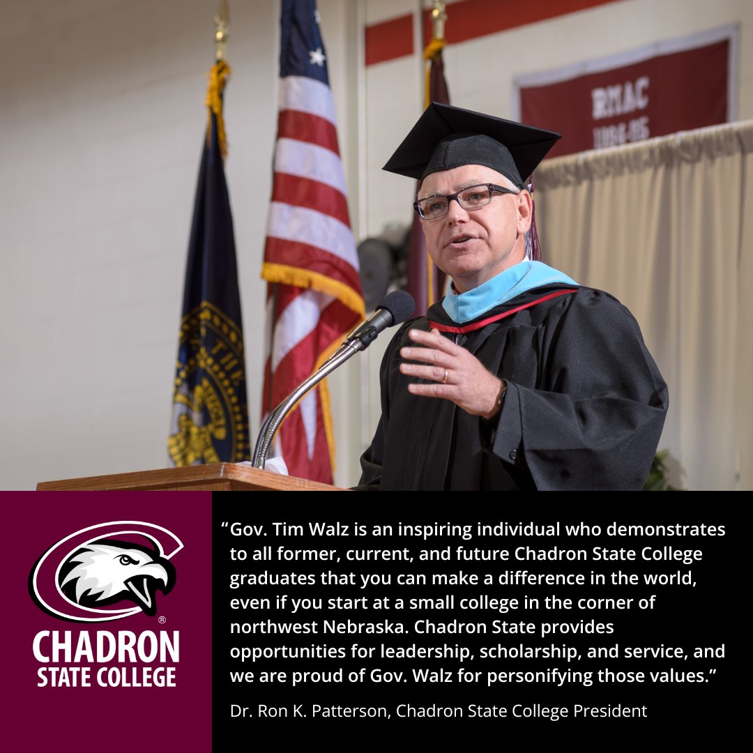 Minnesota Gov. Tim Walz, a Chadron State College graduate, has been chosen as the running mate for Vice President Kamala Harris, the Democratic presidential nominee for 2024. 

Learn more here: ow.ly/mZQX50SSr2o

#cscalumni #alumniacheivements #chadronstatecollege