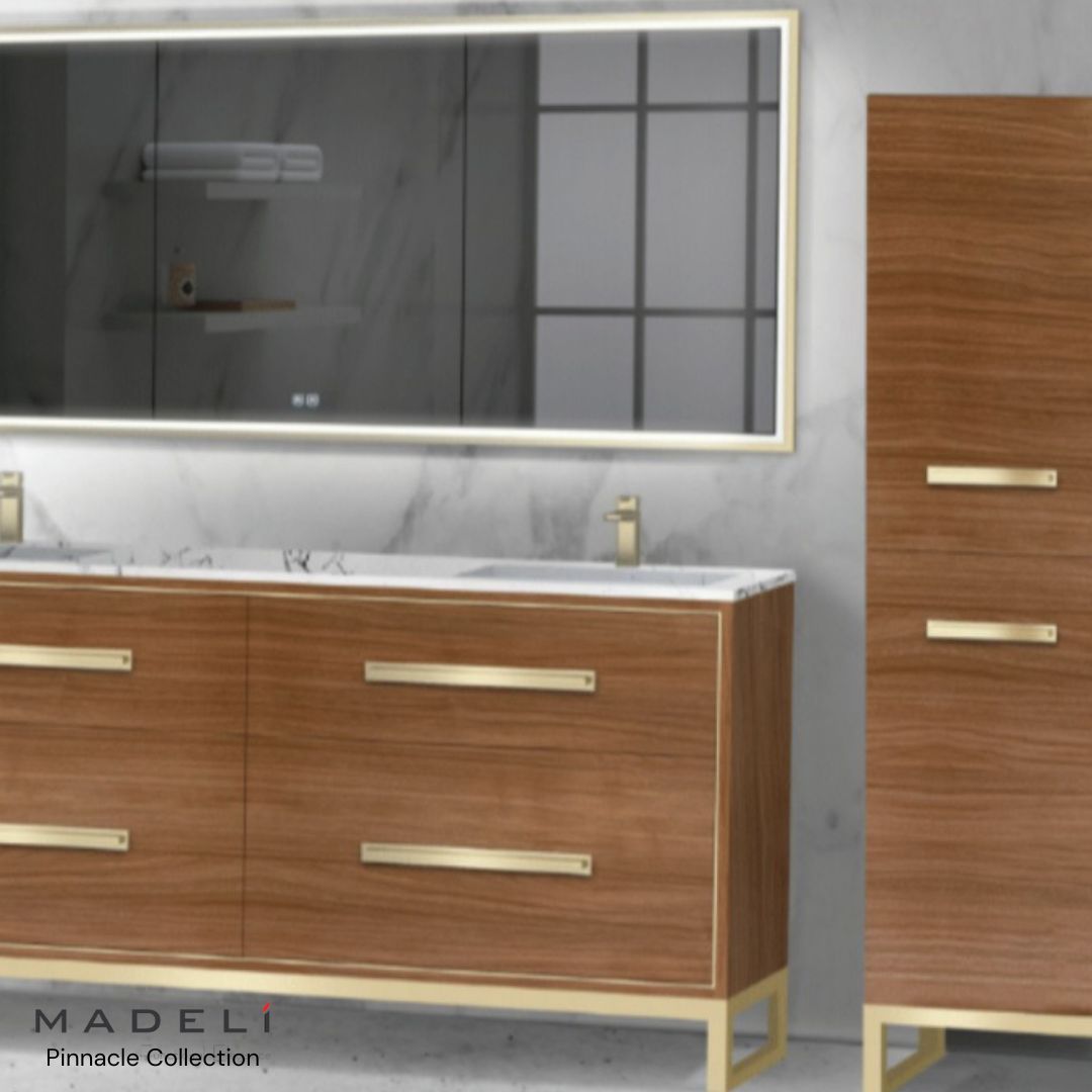 showroomatrube's tweet photo. #Madeli's Pinnacle Collection in Natural Walnut. Modern lines + rich walnut tones #bathvanity #bathroomshowroom #luxurybath #luxurybathvanity https://t.co/bH9DRm7EYe