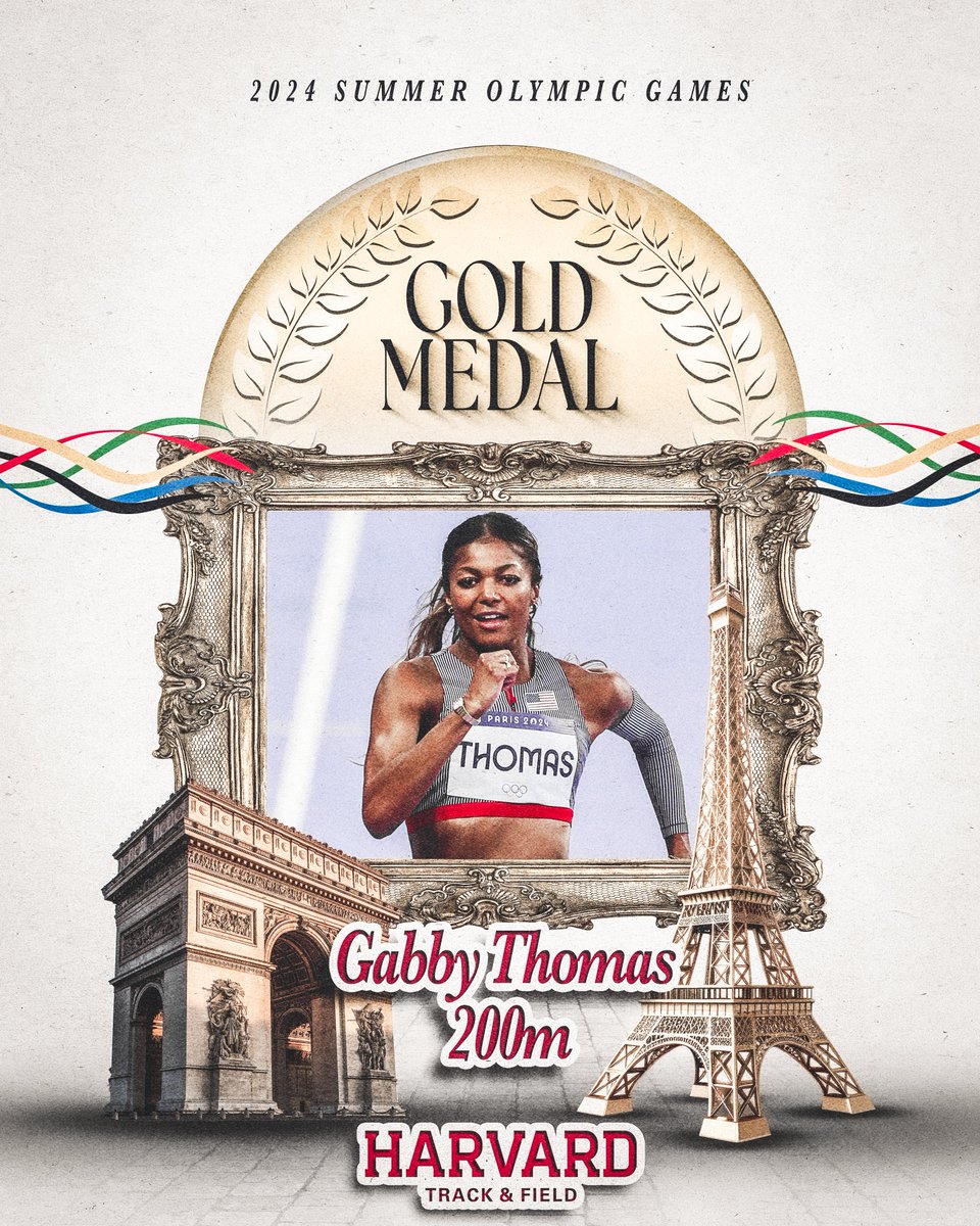 GABBY IS GOLDEN🥇 

Gabby Thomas is the Olympic Champion in the 200m at the 2024 Paris Olympics!  

#GoCrimson