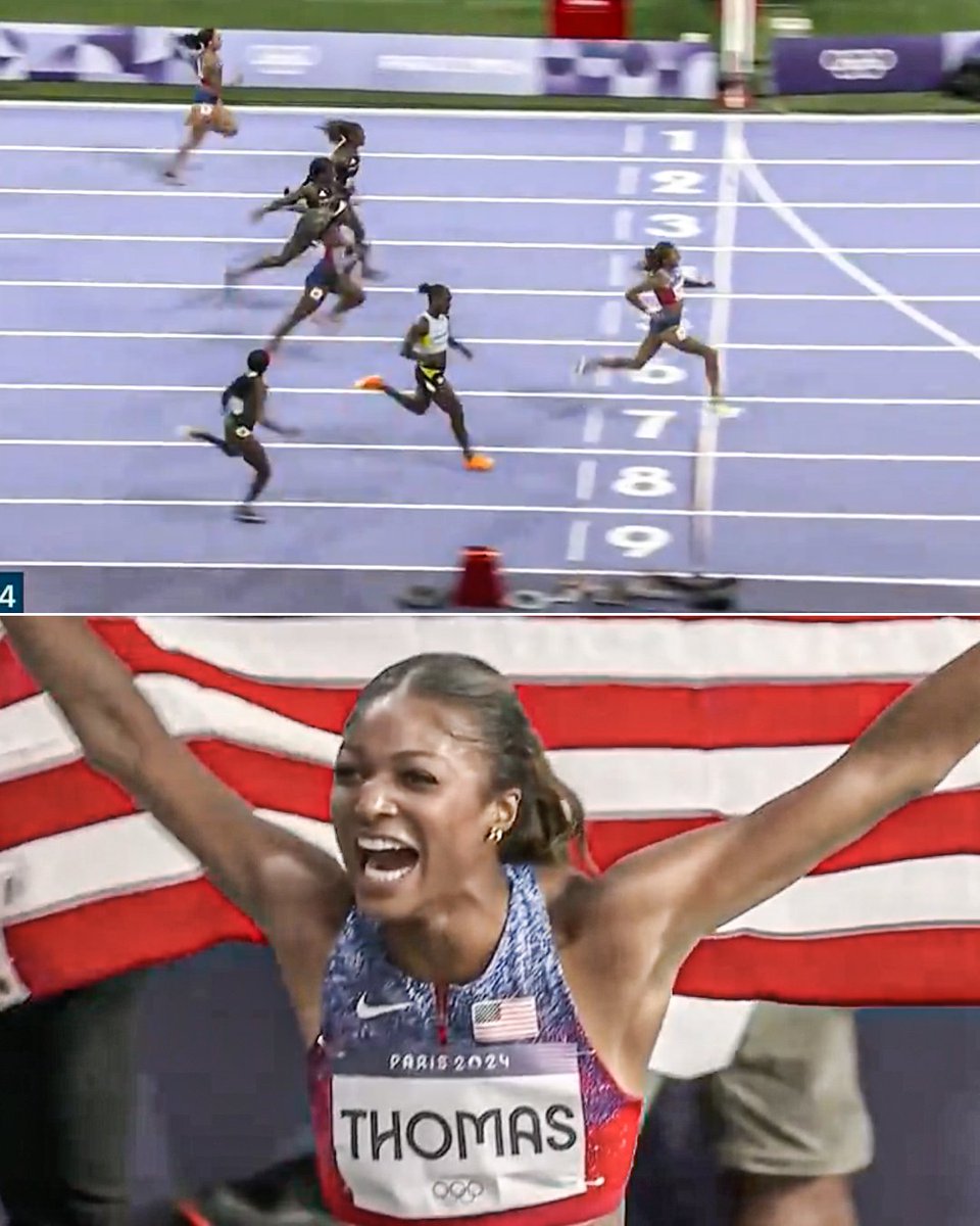 espn's tweet photo. GABBY THOMAS WINS GOLD IN THE WOMEN'S 200M 🔥 

WHAT A RACE FROM THE AMERICAN 👏🇺🇸 https://t.co/X9s64x30kF